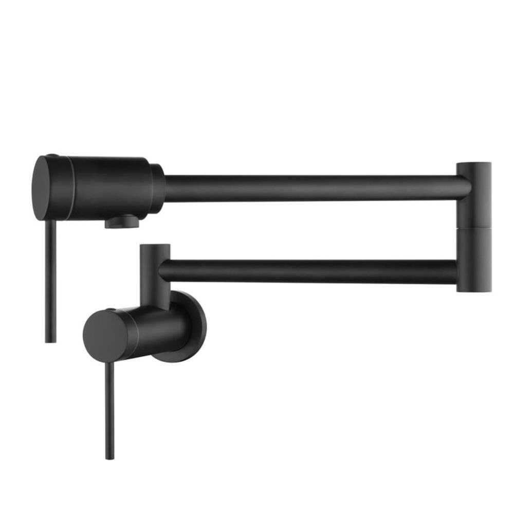 Black Wall Mount Pot Filler Faucet 360° Swivel Folding Swing Arm‎ Built Bearing